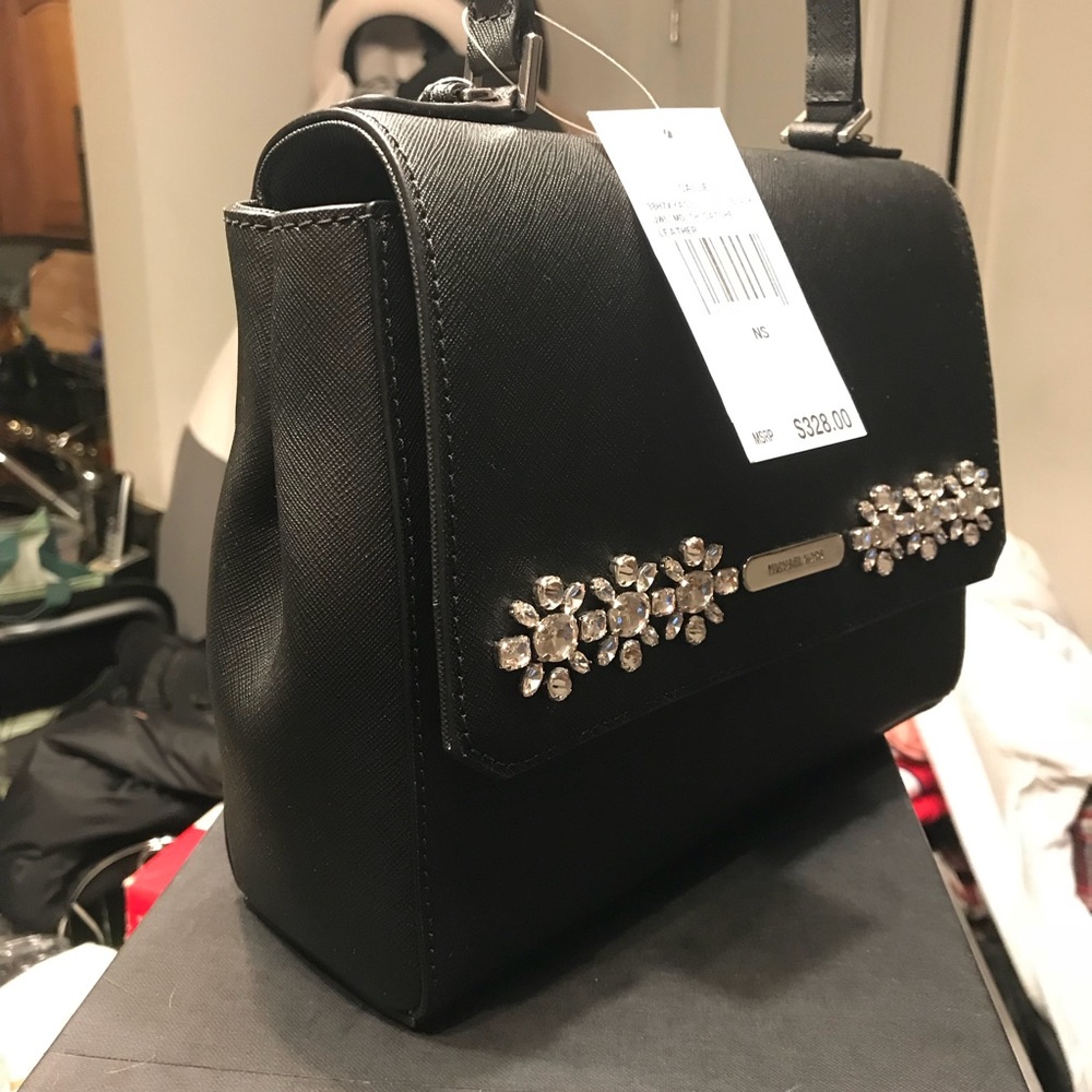 Sold!Michael Kors Calli Black Jewel Medium Satchel - Picture 2 of 7